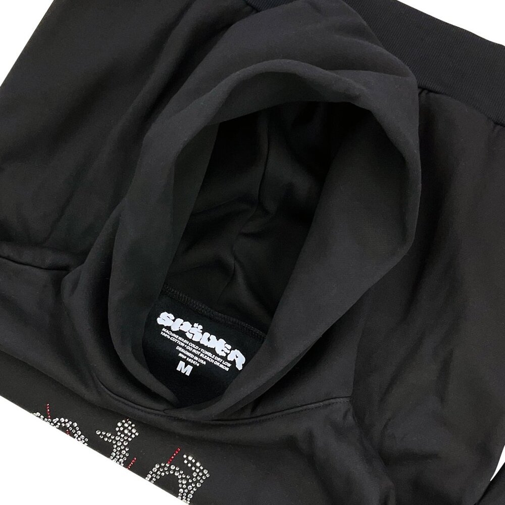 Sp5der OG Rhinestone Logo Pullover Hoodie Black | Spider Worldwide - Picture 3 of 4